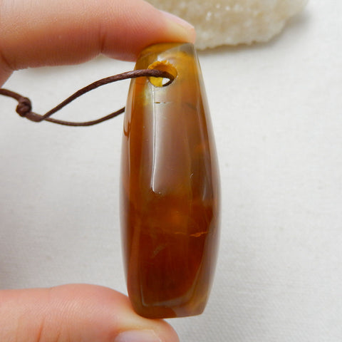 Natural Yellow Opal Gemstone Pendant, Natural Stone Jewelry, 56x39x20mm, 46.9g - MyGemGarden