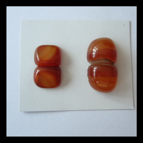 Red Agate Cabochon Pair,15x12x6mm,17x16x10mm,14g - MyGemGarden