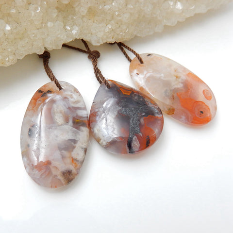 Sale 3 Pcs Drusy Agate Gemstone Pendants Set, 29x17x6mm, 23x20x7mm, 12.6g - MyGemGarden