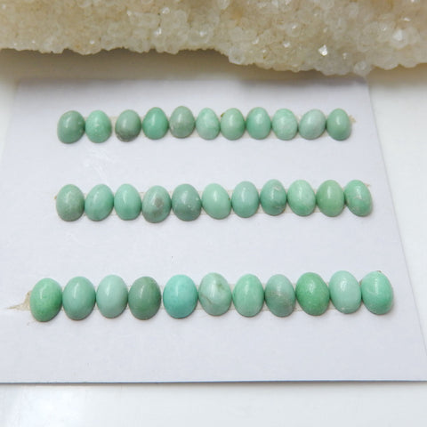 33 PCS Natural Variscite Oval Flatback Gemstone Cabochons, 6x4.5x3mm, 3.4g - MyGemGarden