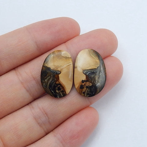 Us Biggs Jasper Cabochon Pair, 20x13x3mm, 2.3g - MyGemGarden