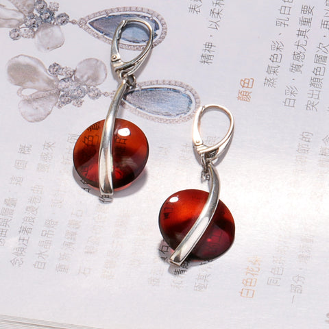 New Design Hot Sale 925 Silver with Natural Amber Gemstone Earrings 6.1g - MyGemGarden