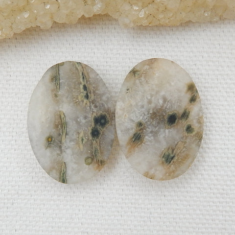 Natural Ocean Jasper Oval Gemstone Cabochon Pair, 25x18x5mm, 7.5g - MyGemGarden