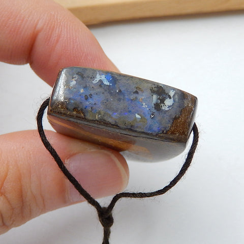 New, Natural Boulder opal Drilled Gemstone Pendant Bead, 39x24x11mm, 20.1g - MyGemGarden