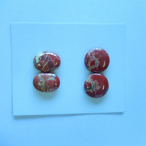 2 Pair Natural Red River Jasper Cabochon 15x5mm,15x12x4mm,7.8g - MyGemGarden