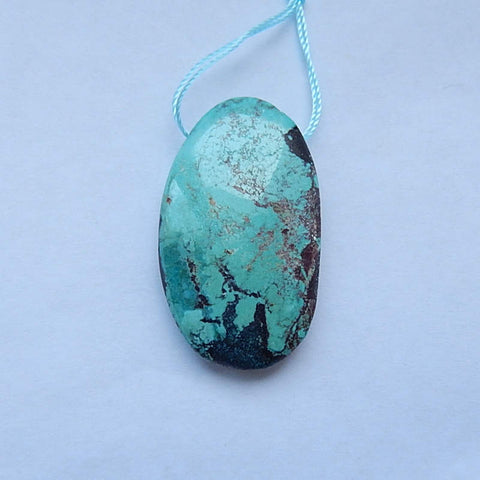 Natural Turquoise Gemstone Pendant Bead, 37x22x8mm, 10.4g - MyGemGarden