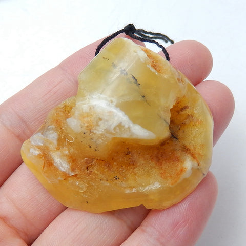 Nugget Yellow Opal Gemstone Pendant, Natural Stone Jewelry, 43x37x18mm, 24.3g - MyGemGarden