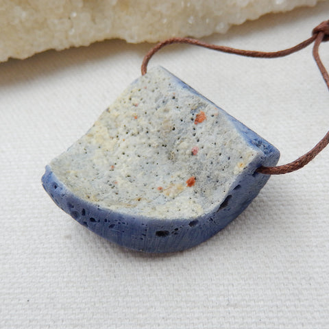 New, Blue Fossil Coral Gemstone Pendant, Nugget Pendant, 35x34x11mm, 18.3g - MyGemGarden