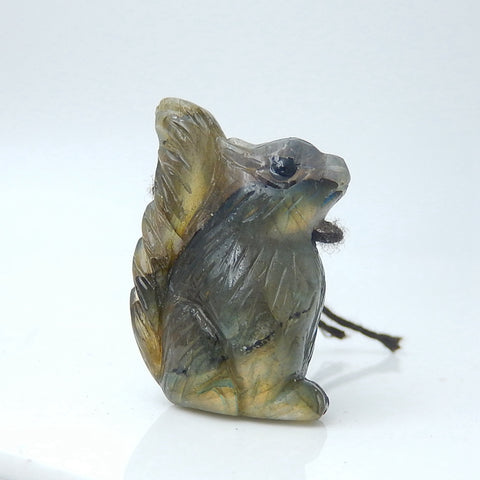 Handmade Labradorite Squirrel Pendant, Animal Pendant, 29x19x12mm, 9.1g - MyGemGarden