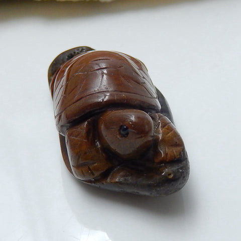 Handmade Warring States Red Agate Carved tortoise Cabochon, 42x19x15mm, 15.2g - MyGemGarden