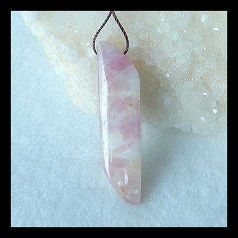 Pink Tourmaline Pendant Bead, 44x11x5mm, 11.2g - MyGemGarden