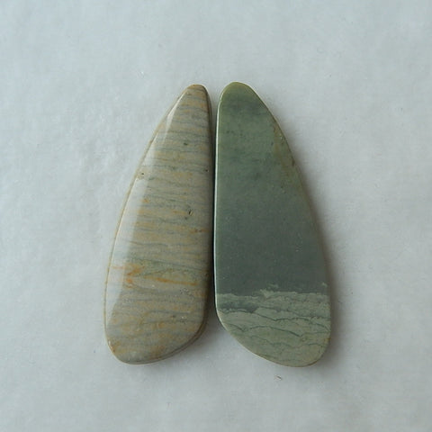 Natural Wave Jasper Cobochon Pairs 48x18x3mm,48x17x4mm,10.0g - MyGemGarden