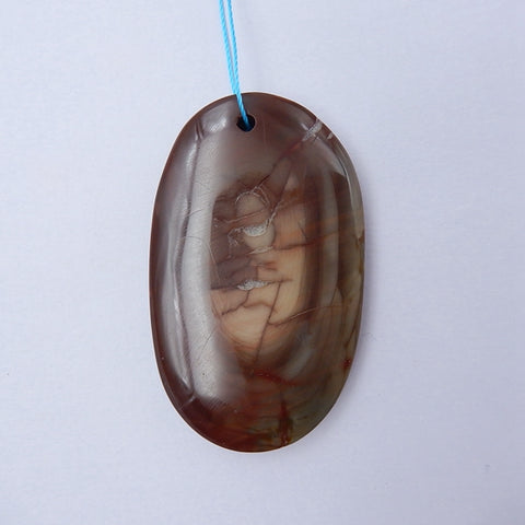 US Biggs Picture Gemstone Natural Pendant Bead, 55x33x8mm, 26.1g - MyGemGarden