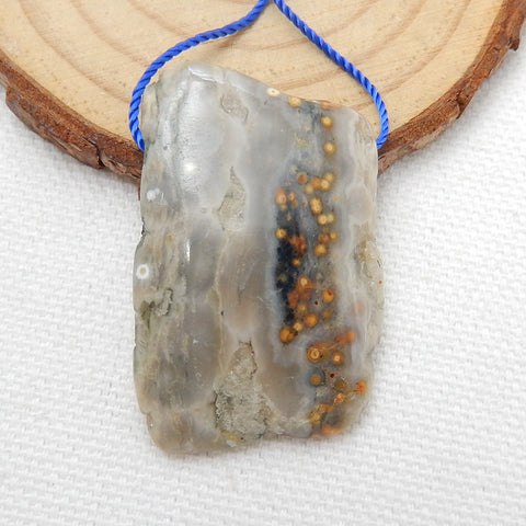 Nugget Ocean Jasper Drilled Gemstone Pendant Bead, 37x24x7mm, 10.3g - MyGemGarden