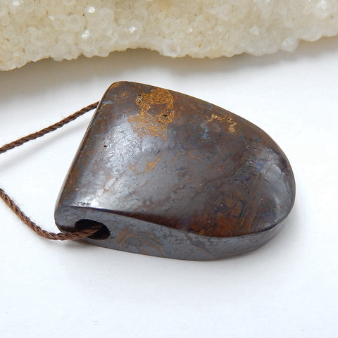 New, Natural Boulder opal Drilled Gemstone Pendant Bead, 30x24x10mm, 14.9g - MyGemGarden