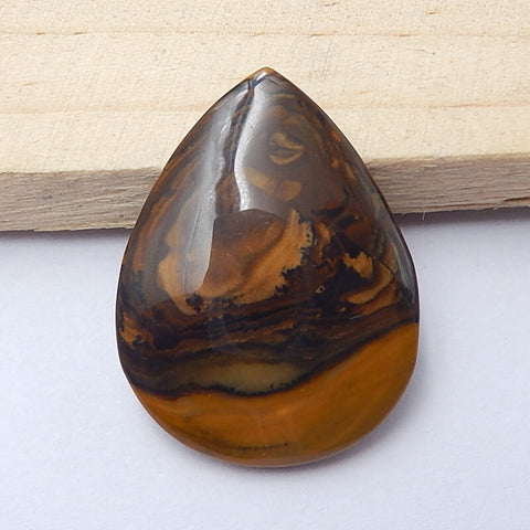 Natural Us Biggs Jasper Teardrop Gemstone Cabochon, 32x24x4mm, 5.5g - MyGemGarden