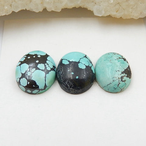 3 PCS Natural Oval Turquoise Gemstone Cabochons, 12x9x4mm, 2.4g - MyGemGarden