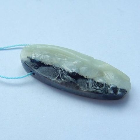 Natural Stone Carved Amazonite fashion Pendant, 42x11x8mm, 8.5g - MyGemGarden