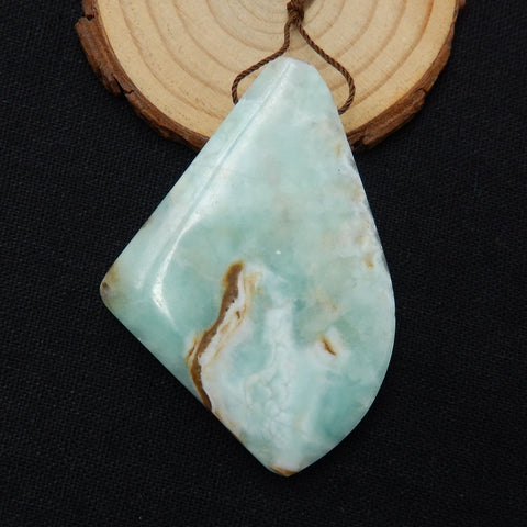 Nugget Larimar Gemstone Pendant, Raw Larimar Pendant, 67x47x10mm, 40.4g - MyGemGarden