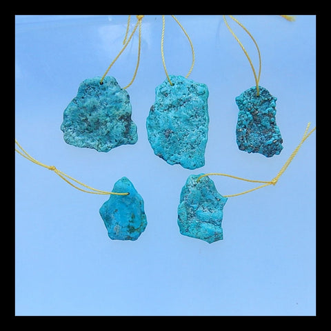 5 PCS Nugget Turquoise Gemstone Pendant Bead, 33x22x3mm, 22x10x5mm, 12.7g - MyGemGarden