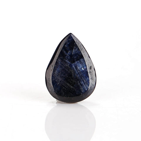 Polished Flat Back Pear Dark Blue Sapphire Cabochon, 15x11x4mm, 6.89ct - MyGemGarden