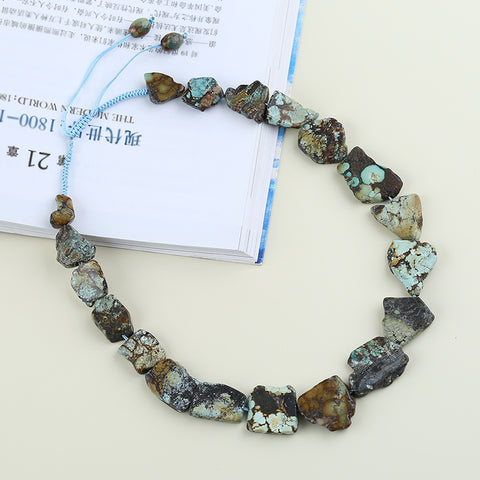 Natural Turquoise Necklace, Turquoise Bead Strands Handmade Gemstones, Adjustable Necklace, 1 Strand, 18-22 inch, 79.2g