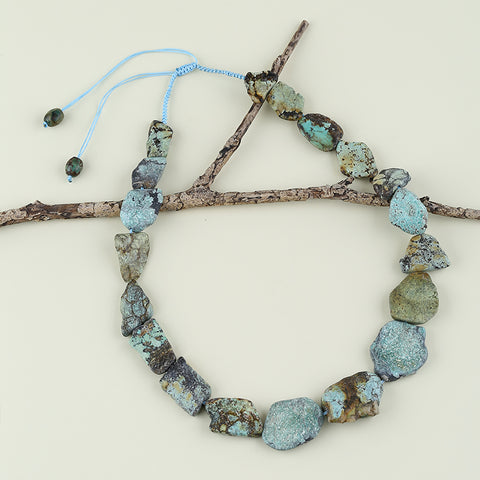 Colliers de pierres précieuses brutes, collier de colliers de pierres précieuses turquoise, collier réglable