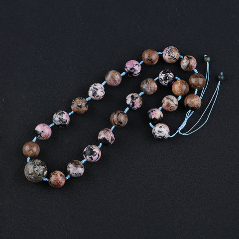 New! Natural Rhodonite Gemstone Necklace, Handmade Jewelry, Adjustable Necklace, 1 Strand, 22-28 inch, 216g