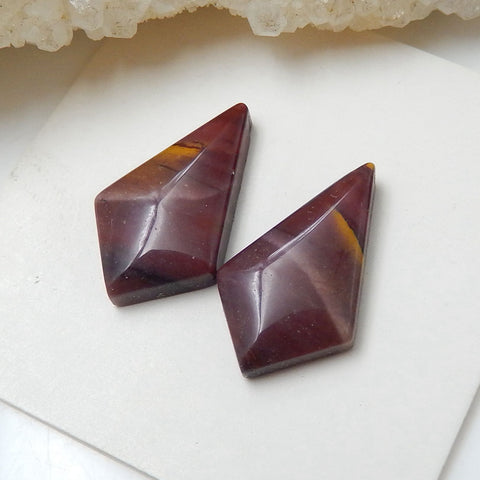 Natural Mookaite Jasper Gemstone Cabochon Pair, 18x11x4mm, 2.1g - MyGemGarden