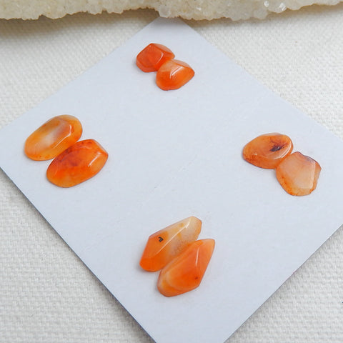 4 Pairs Nugget Red Agate Gemstone Natural Cabochon Pairs, 9x7x3mm,13x9x3mm, 4g - MyGemGarden