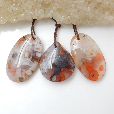 Sale 3 Pcs Drusy Agate Gemstone Pendants Set, 29x17x6mm, 23x20x7mm, 12.6g - MyGemGarden