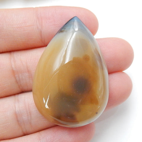 Natural Agate Teardrop Gemstone Cabochon, 38x26x8mm, 11.5g - MyGemGarden