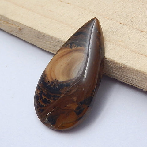 Natural Us Biggs Jasper Teardrop Gemstone Cabochon, 34x19x4mm, 3.8g - MyGemGarden