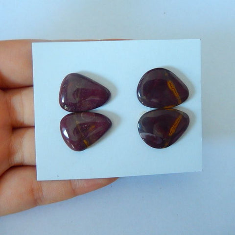 2 Pair Natural Mookaite  Jasper Cabochon 21x16x4mm,20x15x5mm,9.7g - MyGemGarden