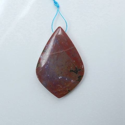 Natural Ocean Jasper Gemstone Pendant Bead, 45x30x9mm, 17.6g - MyGemGarden