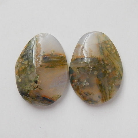 Natural Bamboo Agate Gemstone Cabochon Pair, 19x14x4mm, 3.1g - MyGemGarden