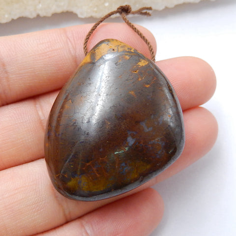 Perle pendentif en pierre gemme percée d'opale boulder ovale, 25x18x3mm, 2.7g