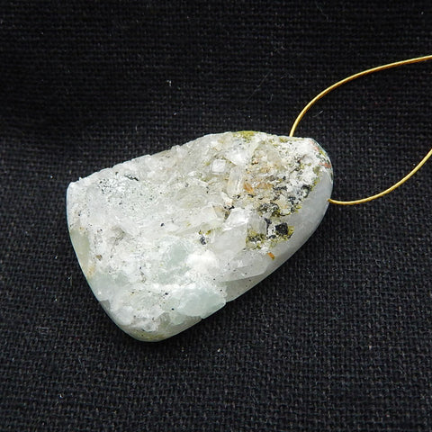 Natural Prehnite Crystal Rough Raw Material Gemstone Pendant Bead, 34x25x10mm, 13.4g - MyGemGarden