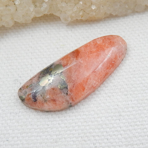 Natural Argentina Rhodochrosite Gemstone Cabochon, 32x13x5mm, 4.8g - MyGemGarden