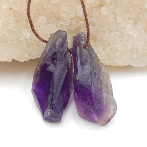 Natural Amethyst Earring Beads 28x12x10mm, 7.6