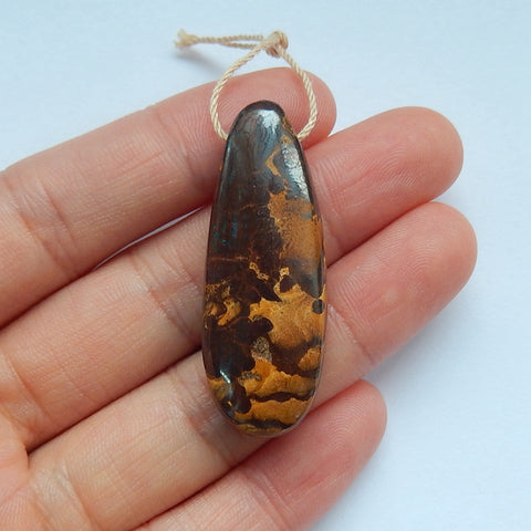 Perle pendentif en pierre gemme percée d'opale boulder ovale, 25x18x3mm, 2.7g