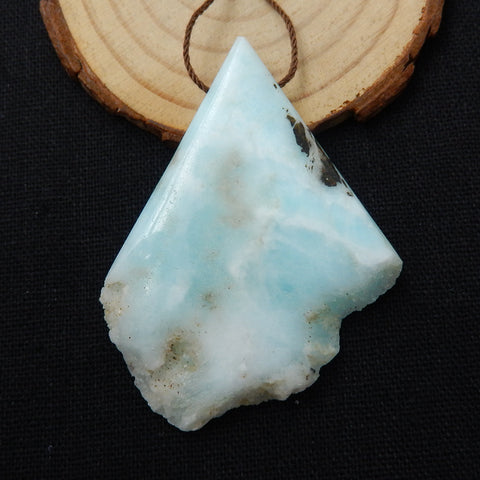 Nugget Larimar Gemstone Pendant, Raw Larimar Pendant, 58x45x10mm, 29.7g - MyGemGarden