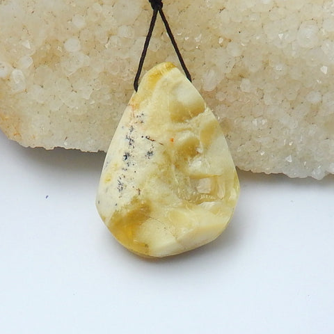 Natural Yellow opal Drilled Teardrop Pendant Bead, 42x30x14mm, 16.5g - MyGemGarden