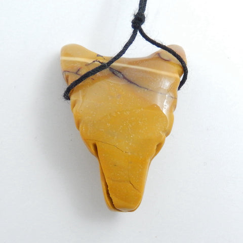 Handmade Mookaite Jasper Carved Wolf Head Pendant Bead, 32x23x11mm, 8.1g - MyGemGarden