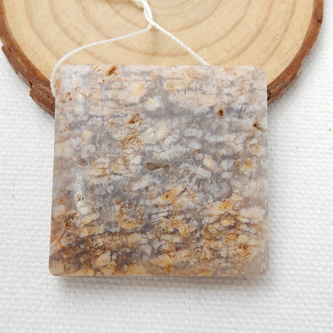 Natural Ocean Jasper Drilled Rectangle Pendant Bead, 36x35x9mm, 25g - MyGemGarden