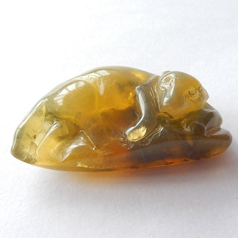 Art of Work Carved Yellow Opal Tiger Ornament, 44x25x15mm, 16.1g - MyGemGarden