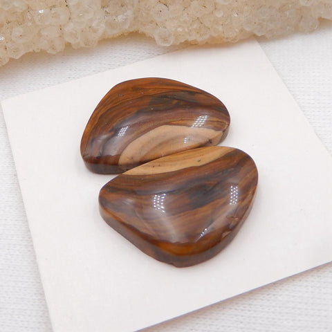 Us Biggs Jasper Gemstone Cabochon Pair, 20x14x5mm, 4.2g