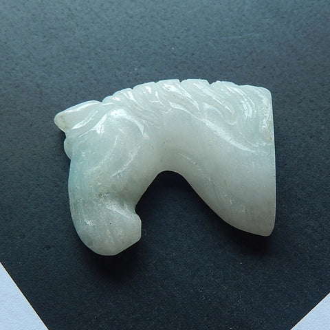 Natural Amazonite Carved Horse Head Gemstone Cabochon, 24x29x11mm, 18g - MyGemGarden