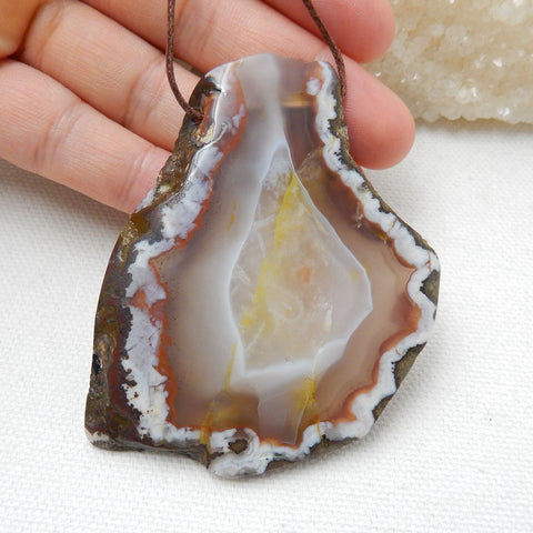 Nugget Agate Gemstone Pendant Stone, 69x53x8mm, 43g - MyGemGarden