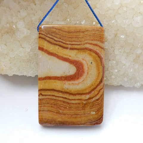 Natural Us Biggs Jasper Drilled Rectangle Gemstone Pendant Bead, 43x28x8mm, 19.9g - MyGemGarden